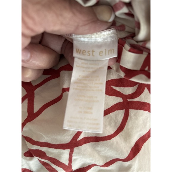 West Elm Red Orange Queen Size Botanical Print Bedding Duvet & 4 Shams Case Set - Picture 4 of 10